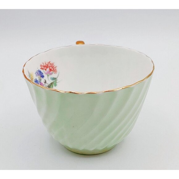 Aynsley Green Swirl Bone China Afternoon Tea in Pale Spring Green with Floral - Picture 10 of 12